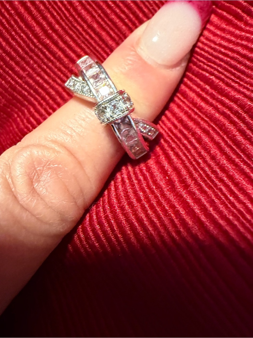 Park Lane Pink Crystal Bow Ring Size 8 New